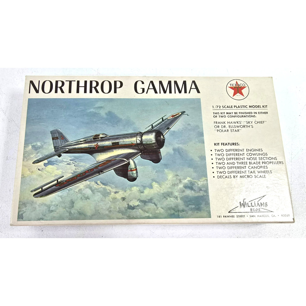 Vintage Williams Northrop Gamma Texaco 1/72 Model Airplane Kit 72-214 READ